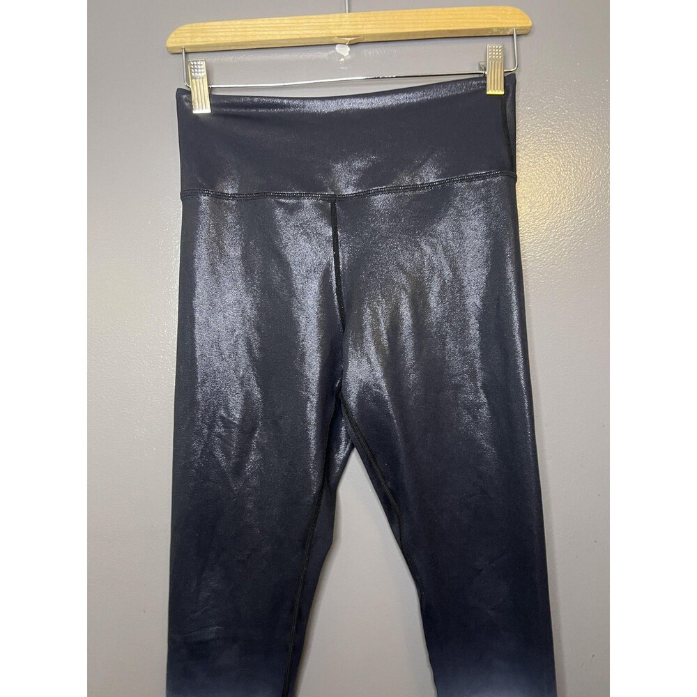 Zyia Active Leggings Womens 6-8 Black White Ombre Ankle Yoga Pants Shiny